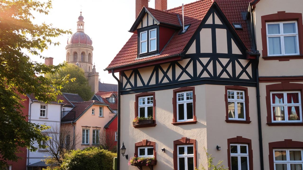 Magdeburger Skyline mit Dom und sanierten Wohnhäusern an der Elbe – professionelle Hausverwaltung in Magdeburg