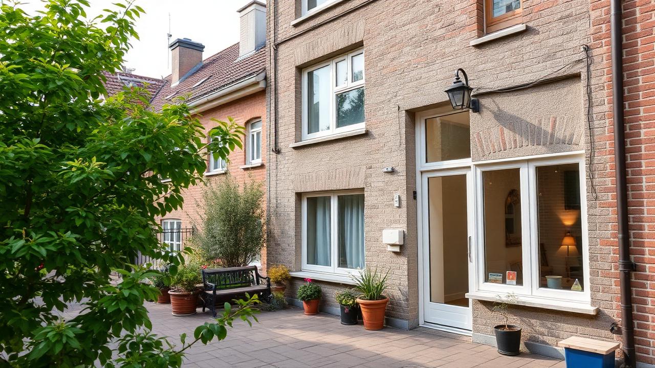 Vermieter übergibt freundlich die Wohnungsschlüssel an ein junges Mieterpaar in einem hellen Wohnzimmer