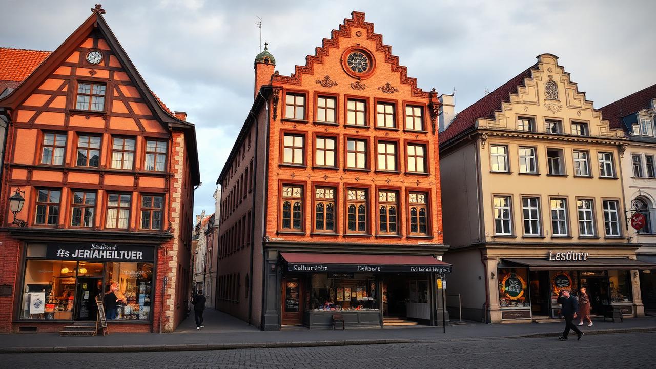 Modernes Mehrfamilienhaus in Berlin mit Verkaufsschild im goldenen Abendlicht